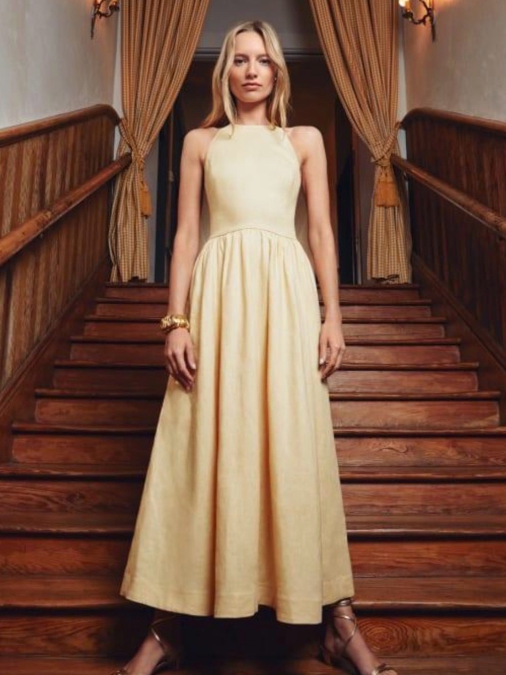 Reformation Percy Linen Dress (Parmesan - yellow) - Picture 4 of 8